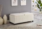 45 inch Wide Contemporary Square CubeStorage Ottoman Bench, Storage Bench with coffee tray,coffee table for Living Room Ottoman foot rest for Bedroom