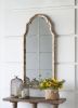 Framed Wall Mirror, Wood Arched Mirror with Decorative Window Look for Living Room, Bathroom, Entryway