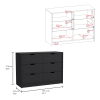 Stockley 3 Piece Bedroom Set, Nightstand + Dresser + Dresser, Black