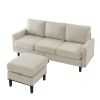 Upholstered Sectional Sofa Couch, L Shaped Couch With Storage Reversible Ottoman Bench 3 Seater for Living Room, Apartment, Compact Spaces, Fabric Bei