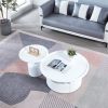 2 Pieces White MDF Round Coffee Table Set for Living Room, Bedroom