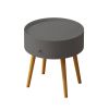 Modern Coffee Table with Drawer, Bedside Table, Sofa Side Table, Oak Table Legs, Suitable for Living Room and Bedroom,Gray