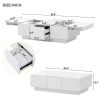 ON-TREND Multifunctional Coffee Table with 2 large Hidden Storage Compartment, Extendable Cocktail Table with 2 Drawers, High-gloss Center Table with