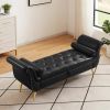 Black, PU Leather, Metal Feet Upholstered Ottoman Bedroom Lounge Ottoman Flip Top Storage Sofa Bench