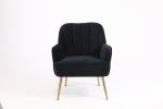 Modern Mid Century Chair velvet Sherpa Armchair for Living Room Bedroom Office Easy Assemble(NAVY)