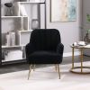 Modern Mid Century Chair velvet Sherpa Armchair for Living Room Bedroom Office Easy Assemble(NAVY)