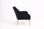 Modern Mid Century Chair velvet Sherpa Armchair for Living Room Bedroom Office Easy Assemble(NAVY)