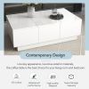 ON-TREND Multifunctional Coffee Table with 2 large Hidden Storage Compartment, Extendable Cocktail Table with 2 Drawers, High-gloss Center Table with