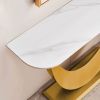 Modern Console Table, Exquisite shape design, Metal Frame with Adjustable foot pads for Entrance, Corridor, Living room & Office.(Gold)