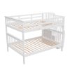 Stairway Full-Over-Full Bunk Bed with Storage and Guard Rail for Bedroom, Dorm, White color(OLD SKU :LP001110AAK)