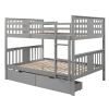 Full over Full Bunk Bed with Drawers and Ladder for Bedroom, Guest Room Furniture-Gray(OLD SKU :LP000205AAE)