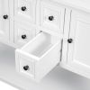 TREXM Cambridge Series Ample Storage Vintage Console Table with Four Small Drawers and Bottom Shelf for Living Rooms, Entrances and Kitchens (White, O