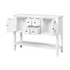 TREXM Cambridge Series Ample Storage Vintage Console Table with Four Small Drawers and Bottom Shelf for Living Rooms, Entrances and Kitchens (White, O