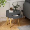 Modern Coffee Table with Drawer, Bedside Table, Sofa Side Table, Oak Table Legs, Suitable for Living Room and Bedroom,Gray
