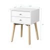 Side Table With 2 Drawer And Rubber Wood Legs