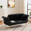 Black, PU Leather, Metal Feet Upholstered Ottoman Bedroom Lounge Ottoman Flip Top Storage Sofa Bench