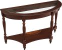 End Table with Storage Shelf Half Moon Glass