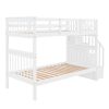 Stairway Twin-Over-Twin Bunk Bed with Storage and Guard Rail for Bedroom, Dorm, White color(OLD SKU :LP000109AAK)