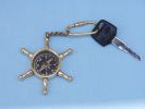 Solid Brass Ship's Wheel Compass Key Chain