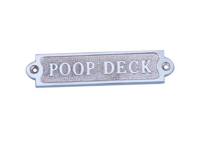 Chrome Poop Deck Sign 6""
