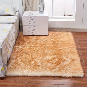 Area Rug Fluffy Imitation Wool (Color: White Yellow Tip, size: 35.43*59.06inch)