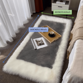 Fluffy Sheepskin Rug (Color: Light White+Grey, size: 23.62*62.99inch)