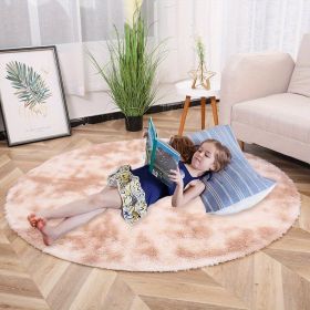 Tie-DyeRound Velvet Area Rug (Color: Tie-dye Beige, size: 62.99inch)