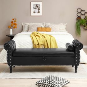 Ottoman with Safety Hinge Storage 63”Upholstered (Color: as Pic)